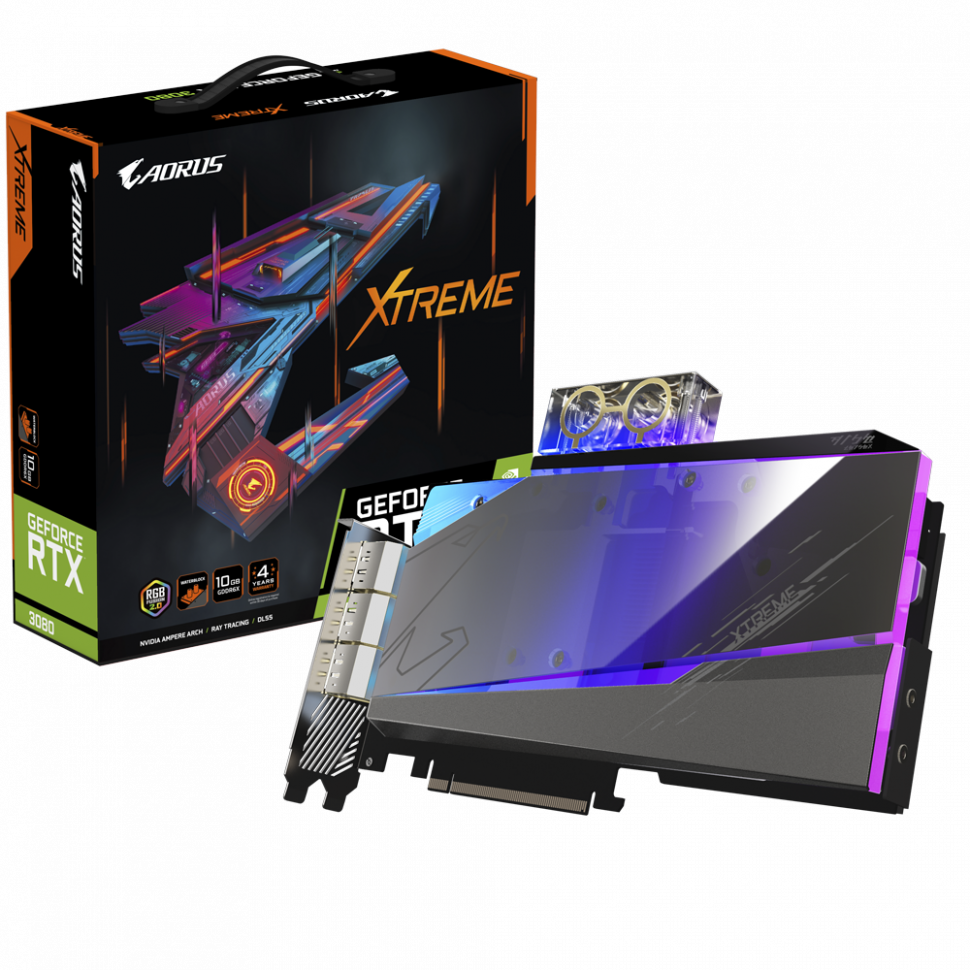 Видеокарта GIGABYTE (GV-N3080AORUSX WB-10GD) GeForce RTX 3080 10GB XTREME WATERFORCE WB 10G