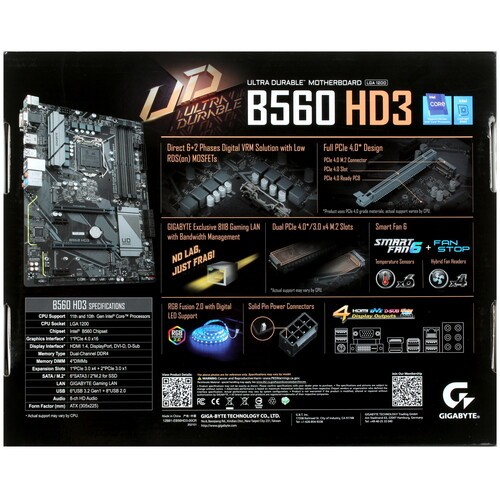 Материнская плата GIGABYTE B560 HD3 (rev. 1.0)
