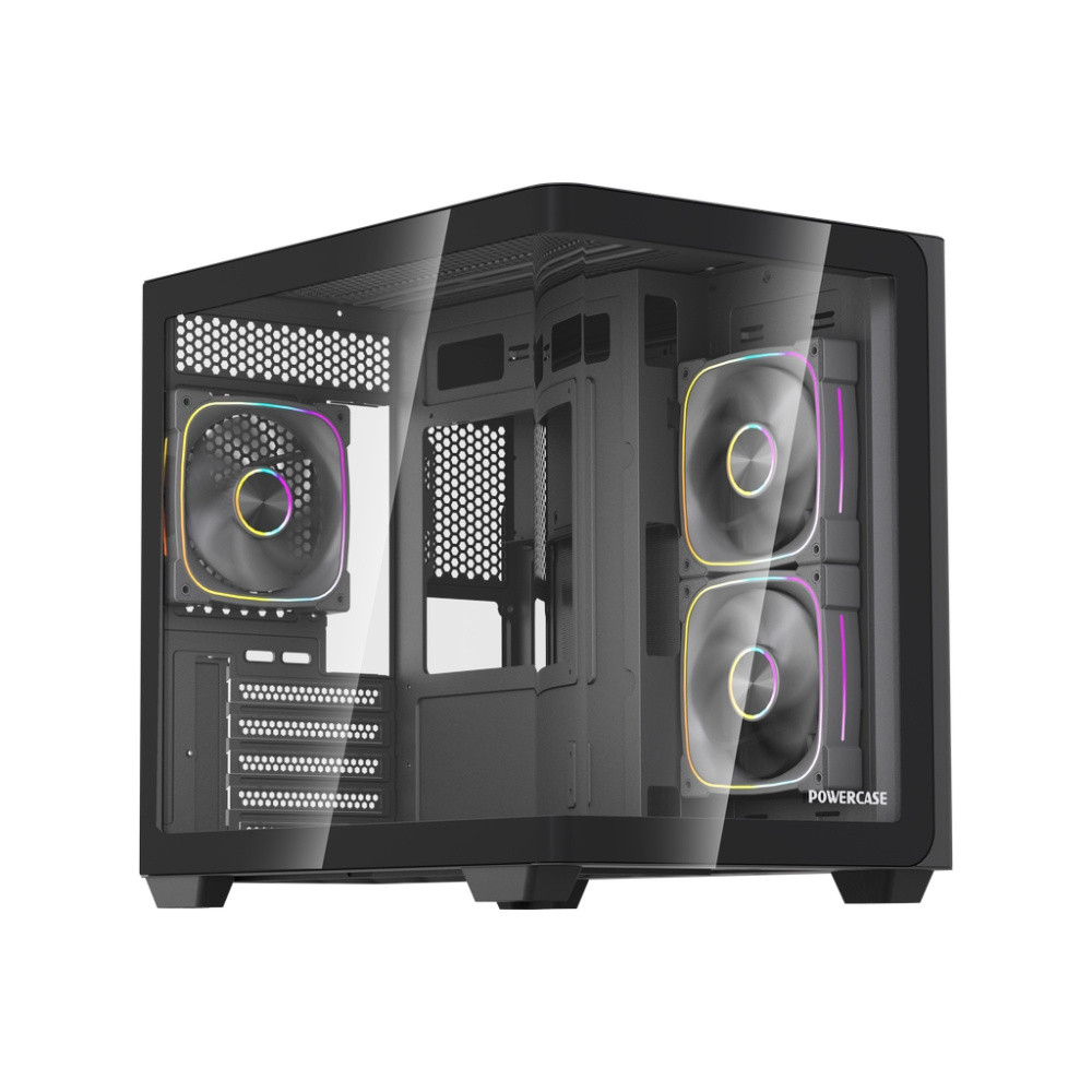 Компьютерный корпус Powercase Vision Micro M5B Curved Glass Black (CVMM5B-A3)