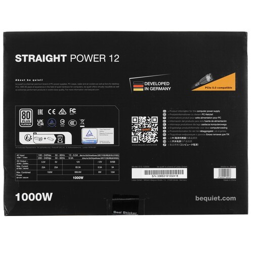 Блок питания Be Quiet! 1000W STRAIGHT POWER 12 BN338 16 Pin (PCIe 5.0 Connector Cable Details)