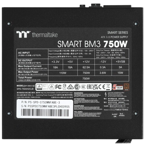 Блок питания Thermaltake 750W Smart BM3 0550 (PS-SPD-0750MNFABE-3) 16 Pin (PCIe 5.0 Connector Cable Details)