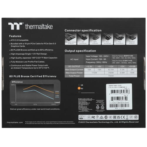 Блок питания Thermaltake 750W Smart BM3 0550 (PS-SPD-0750MNFABE-3) 16 Pin (PCIe 5.0 Connector Cable Details)