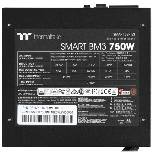 Блок питания Thermaltake 750W Smart BM3 0550 (PS-SPD-0750MNFABE-3) 16 Pin (PCIe 5.0 Connector Cable Details)