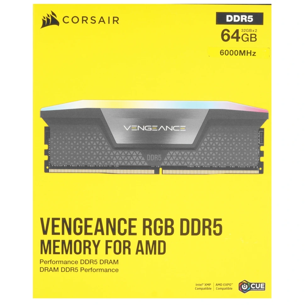 Оперативная память 64 Gb 6000 MHz Corsair VENGEANCE RGB (CMH64GX5M2D6000Z40)