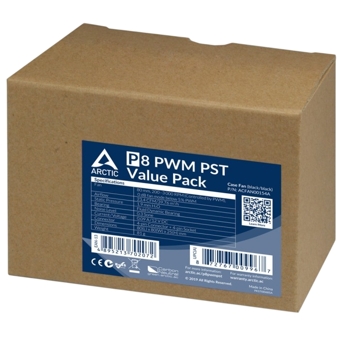 Вентилятор для корпуса Arctic Cooling ARCTIC P8 PWM PST Black/Black ACFAN00150A