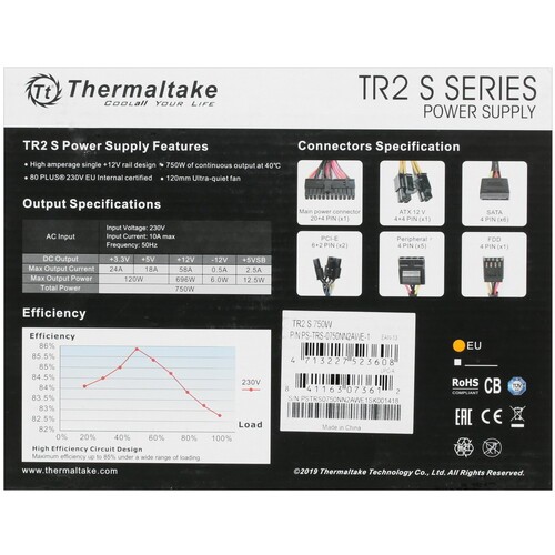 Блок питания Thermaltake 750W TR2 S 750 TRS-750AH2NK (PS-TRS-0750NN2AWE-1)
