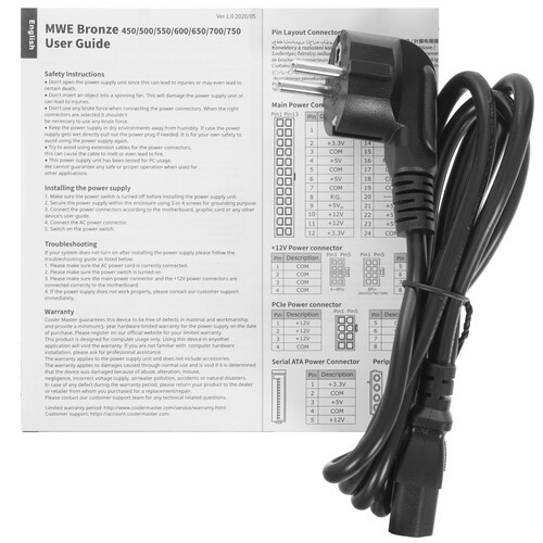 Блок питания Cooler Master 650W MWE Bronze V2 MPE-6501-ACAAB-EU