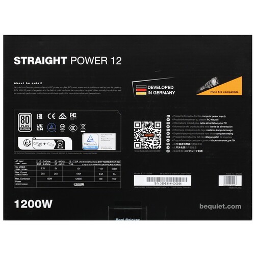 Блок питания Be Quiet! 1200W STRAIGHT POWER 12 BN339 16 Pin (PCIe 5.0 Connector Cable Details)