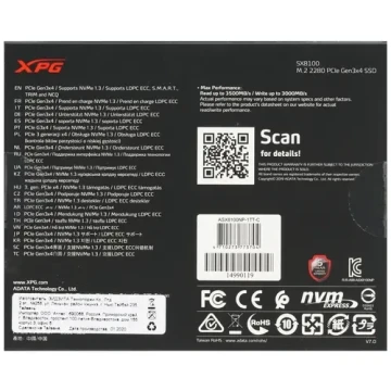 Твердотельный накопитель ADATA 1000 Gb ASX8100NP-1TT-C XPG