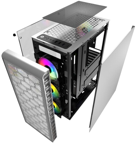 Компьютерный корпус Powercase Mistral MESH Z4С TG LED White (CMIZ4CW-L4)