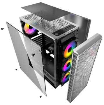 Компьютерный корпус Powercase Mistral MESH Z4С TG LED White (CMIZ4CW-L4)