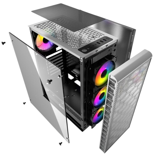 Компьютерный корпус Powercase Mistral MESH Z4С TG LED White (CMIZ4CW-L4)