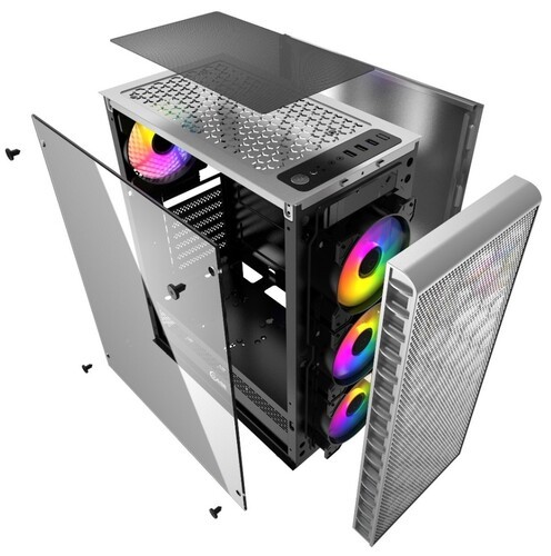 Компьютерный корпус Powercase MISTRAL MESH Z4С TG LED White CMIZ4CW-L4