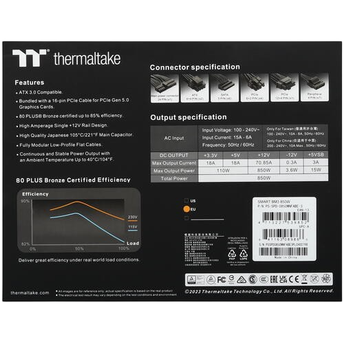 Блок питания Thermaltake 850W Smart BM3 0550 (PS-SPD-0850MNFABE-3) 16 Pin (PCIe 5.0 Connector Cable Details)