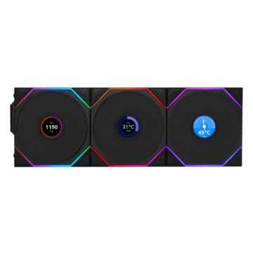 Комплект вентиляторов для корпуса Lian Li UNI FAN TL WIRELESS LCD 120 12TLLCD1W3B ARGB Black (G99.12TLLCD1W3B.R0)