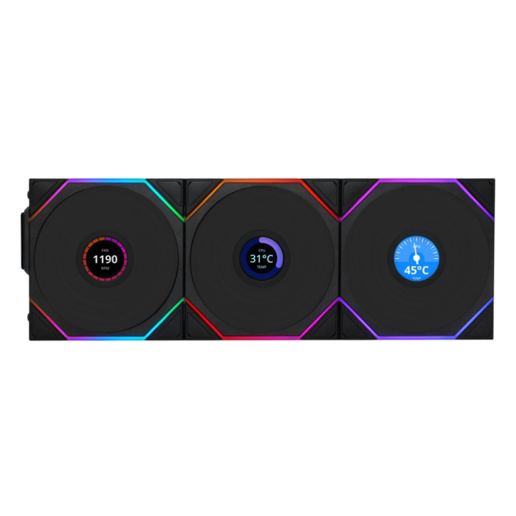 Комплект вентиляторов для корпуса Lian Li UNI FAN TL WIRELESS LCD 120 12TLLCD1W3B ARGB Black (G99.12TLLCD1W3B.R0)