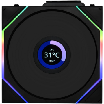 Комплект вентиляторов для корпуса Lian Li UNI FAN TL WIRELESS LCD 120 12TLLCD1W3B ARGB Black (G99.12TLLCD1W3B.R0)