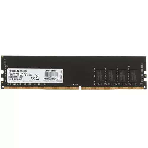 Оперативная память 8 Gb 3200 MHz AMD DIMM R9 GAMERS SERIES Black (R948G3206U2S-UO)