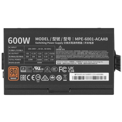 Блок питания Cooler Master 600W MWE Bronze V2 600 MPE-6001-ACAAB-EU