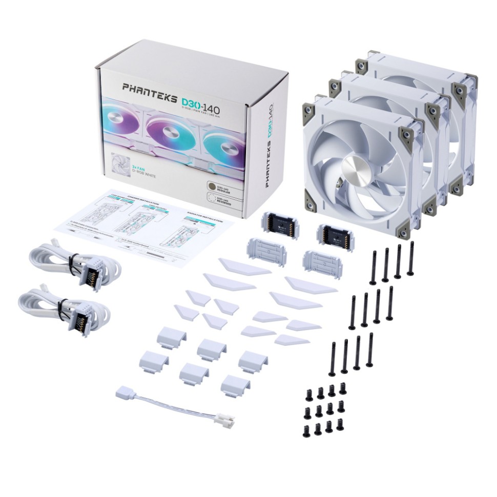 Комплект вентиляторов для корпуса PHANTEKS D30 DRGB White (PH-F140D30_DRGB_PWM_WT01_3P_RU) PWM