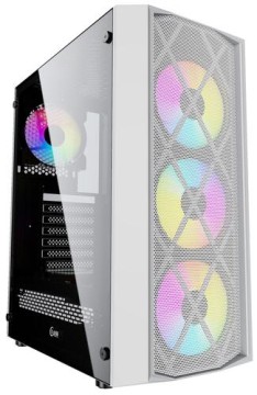 Компьютерный корпус Powercase RHOMBUS MESH X4 TG LED White (CMRMW-L4)