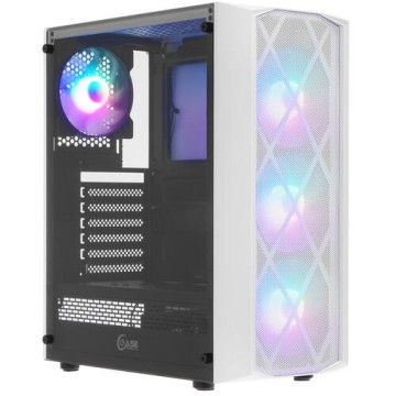 Компьютерный корпус Powercase RHOMBUS MESH X4 TG LED White (CMRMW-L4)