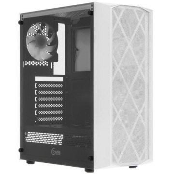Компьютерный корпус Powercase RHOMBUS MESH X4 TG LED White (CMRMW-L4)