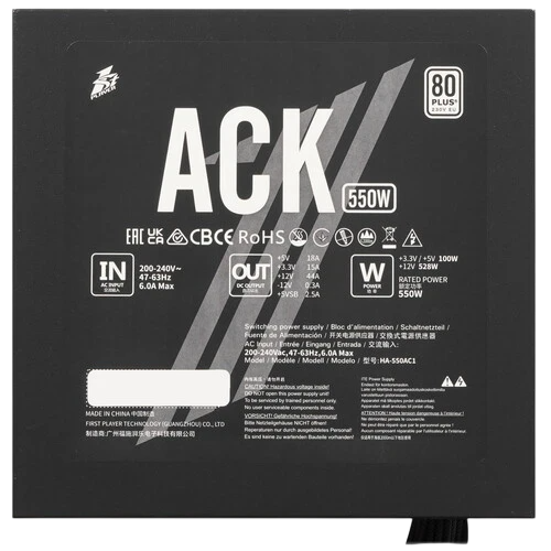 Блок питания 1STPLAYER 550W ACK Black (HA-550AC1)