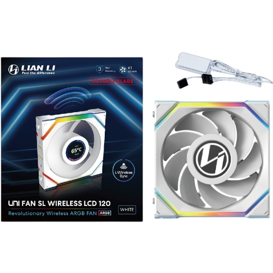Вентилятор для корпуса Lian Li UNI FAN SL WIRELESS LCD 120 Reverse Blade ARGB White 12RSLLCD1W1W (G99.12RSLLCD1W1W.R0)