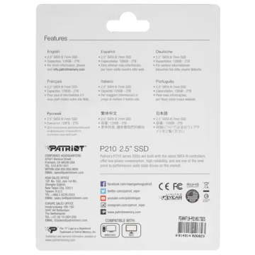 Твердотельный накопитель Patriot 1000 Gb P210 (P210S1TB25)