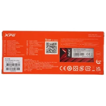 Оперативная память 8 Gb 3200 MHz ADATA XPG SPECTRIX D41 RGB Red (AX4U32008G16A-SR41)