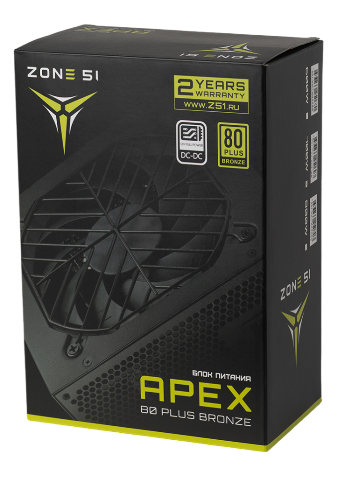 Блок питания Zone 51 800W Apex 80Plus Bronze (Z51BRZ800BK)