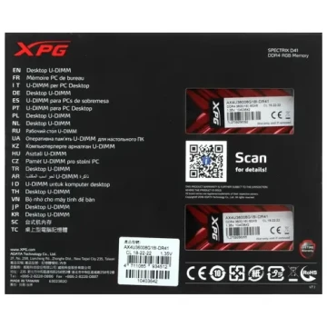 Оперативная память 16 Gb 3600 MHz ADATA XPG SPECTRIX D41 RGB Red (AX4U36008G18I-DR41) RTL