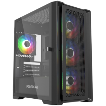 Компьютерный корпус Powercase ByteFlow Micro TG ARGB Black (CAMBFB-A4)