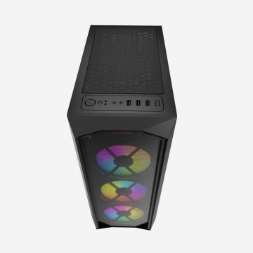 Компьютерный корпус Powercase RHOMBUS X3 MESH LED TG Black CMRMX-L3
