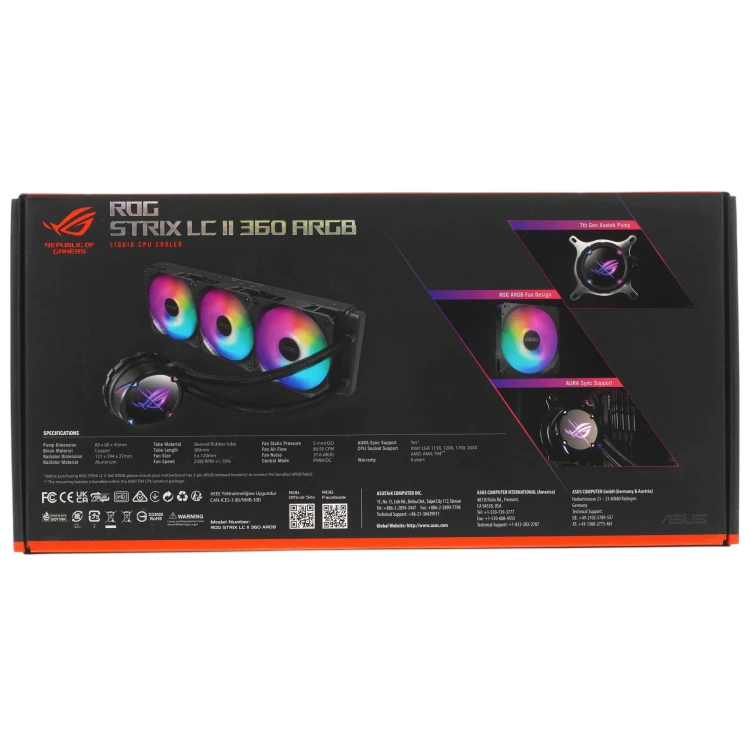 Система жидкостного охлаждения для процессора ASUS ROG STRIX LC II 360 ARGB 90RC00F1-M0UAY4