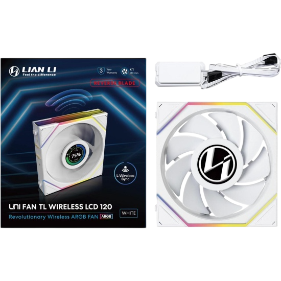 Вентилятор для корпуса Lian Li UNI FAN TL WIRELESS LCD 120 Reverse Blade 12RTLLCD1W1W ARGB White (G99.12RTLLCD1W1W.R0)