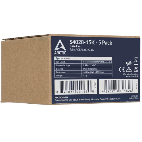Комплект вентиляторов для корпуса Arctic Coollng S4028-15K ACFAN00274A PWM