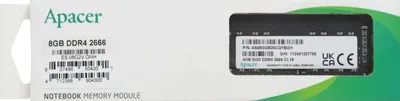 Оперативная память 8 Gb 2666 MHz Apacer SO-DIMM ES.08G2V.GNH (AS08GGB26CQYBGH)