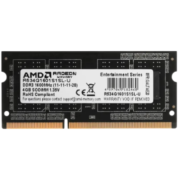 Оперативная память 4 Gb 1600 MHz AMD R5 ENTERTAINMENT SERIES Black (R534G1601S1SL-U)