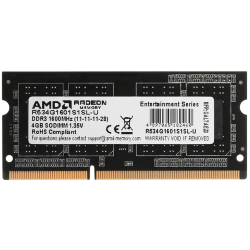 Оперативная память 4 Gb 1600 MHz AMD R5 ENTERTAINMENT SERIES Black (R534G1601S1SL-U)