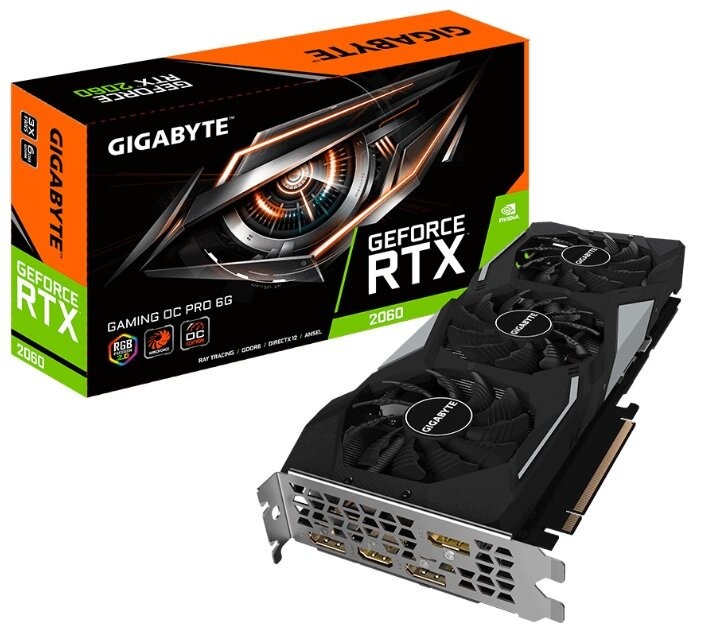 Видеокарта GIGABYTE (GV-N2060GAMINGOC PRO-6GD) GeForce RTX 2060 1830MHz PCI-E 3.0 6144MB 14000MHz 192 bit HDMI HDCP GAMING PRO OC