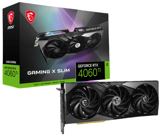 Видеокарта MSI (RTX 4060 Ti GAMING X SLIM 16G) GeForce RTX 4060 Ti 16GB GAMING X SLIM
