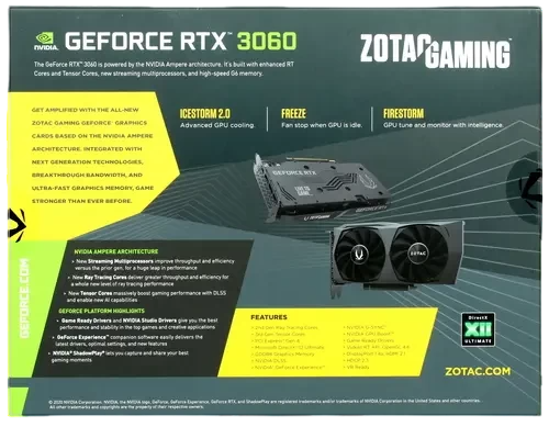Видеокарта ZOTAC (ZT-A30600H-10M) GeForce RTX 3060 12GB Twin Edge OC GAMING LHR