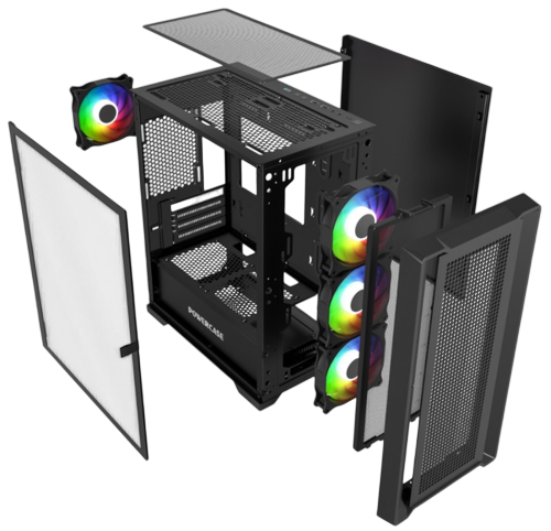 Компьютерный корпус Powercase ALISIO Micro X4B V2 TG ARGB Black (CAMCXB-A4)