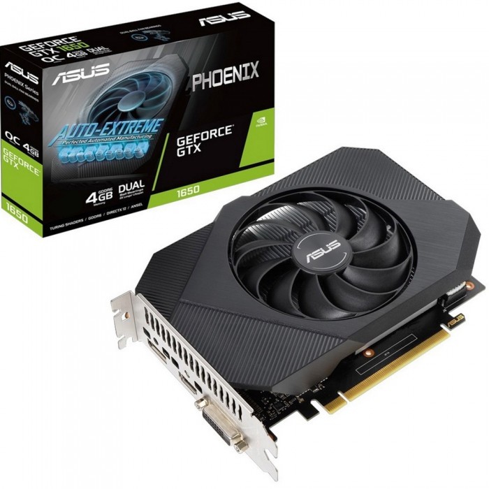 Видеокарта ASUS (PH-GTX1650-O4GD6) GeForce GTX 1650 4096Mb 128bit GDDR6 1410, 12000 DVIx1, HDMIx1, DPx1, HDCP