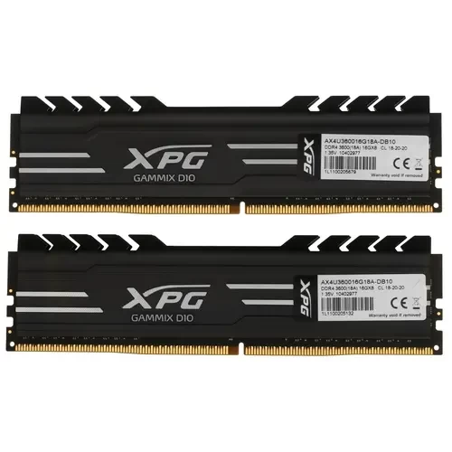 Оперативная память 32 Gb 3600 MHz ADATA XPG GAMMIX D10 Black (AX4U360016G18A-DB10)