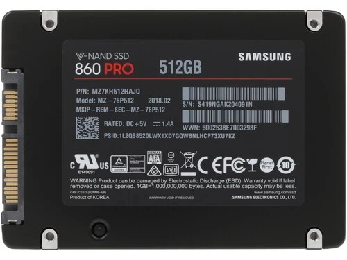 Твердотельный накопитель Samsung 512 Gb 860 PRO MZ-76P512BW