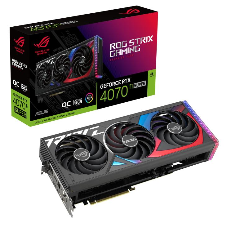Видеокарта ASUS (ROG-STRIX-RTX4070TIS-O16G-GAMING) GeForce RTX 4070 TI SUPER 16GB ROG STRIX GAMING OC 90YV0KG0-M0NA00