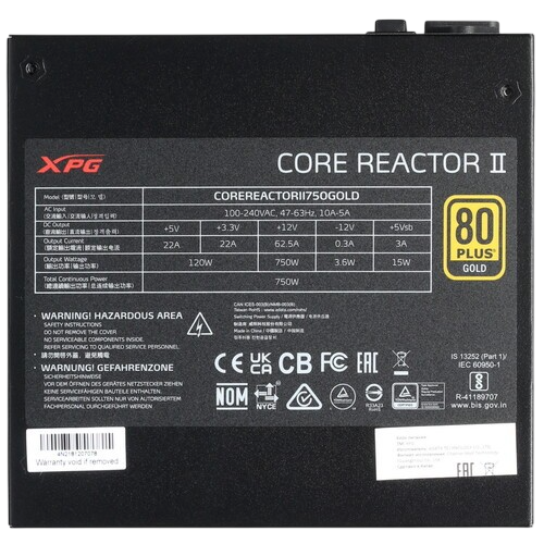 Блок питания ADATA XPG 750W CORE REACTOR II 750 (COREREACTORII750G-BKCEU) (PCIe 5.0 Connector Cable Details)